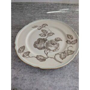 CASTLETON Vintage Gloria Dinner Plate Pearl Edge Taupe Roses With Turquoise Line